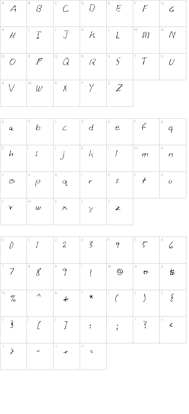 alisonshand-regular character map