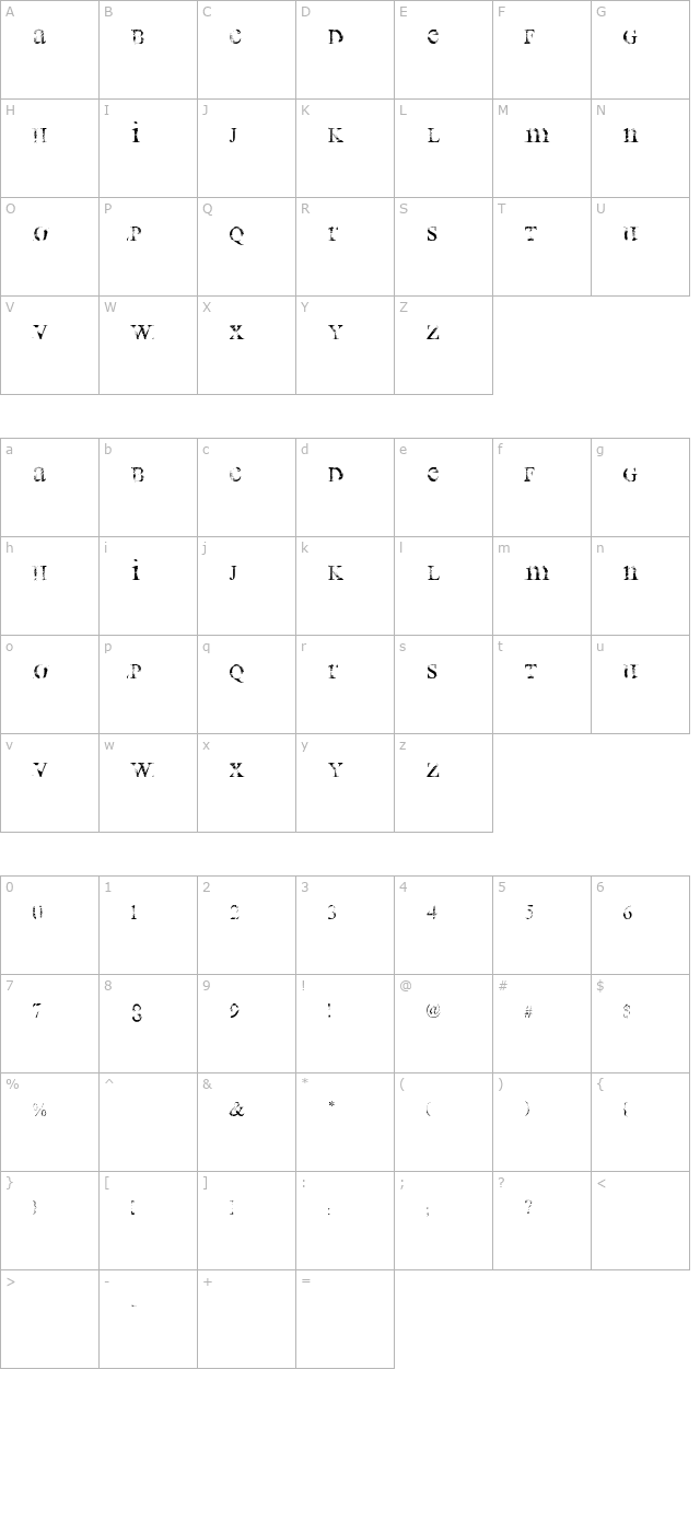 all used up character map