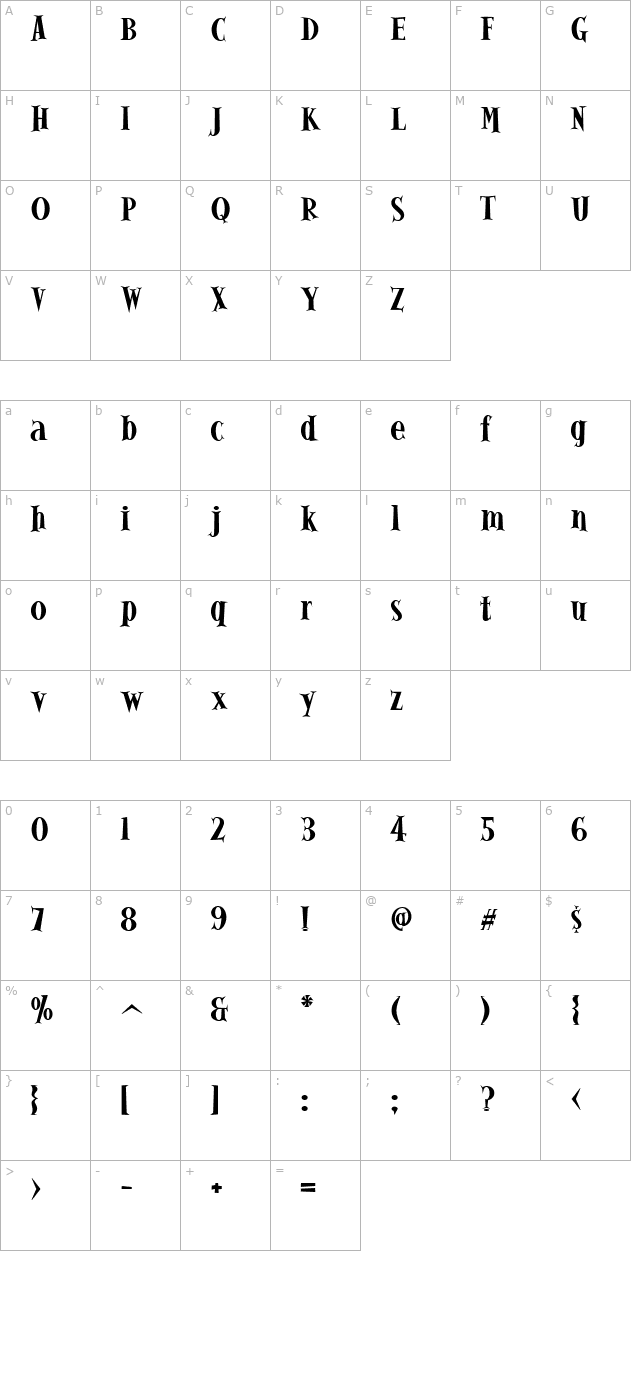 alleycat-icg-bold character map