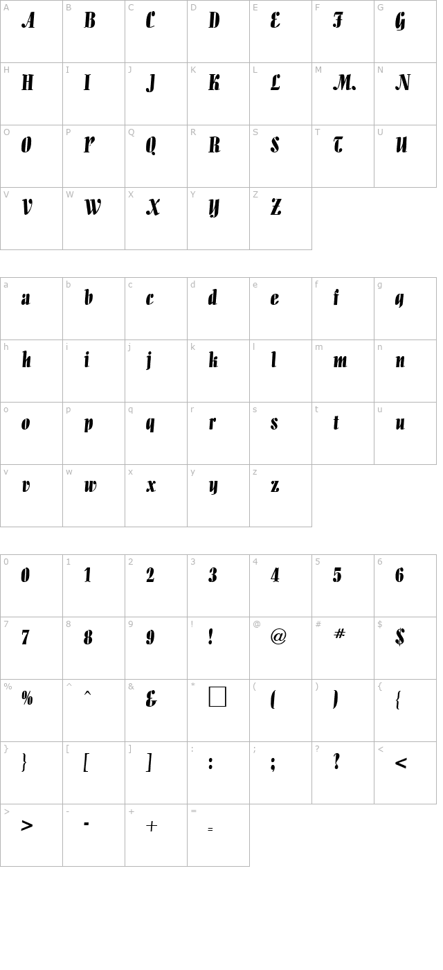 Alligator-Regular DB character map