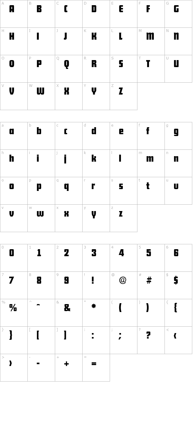 allisonbecker-bold character map