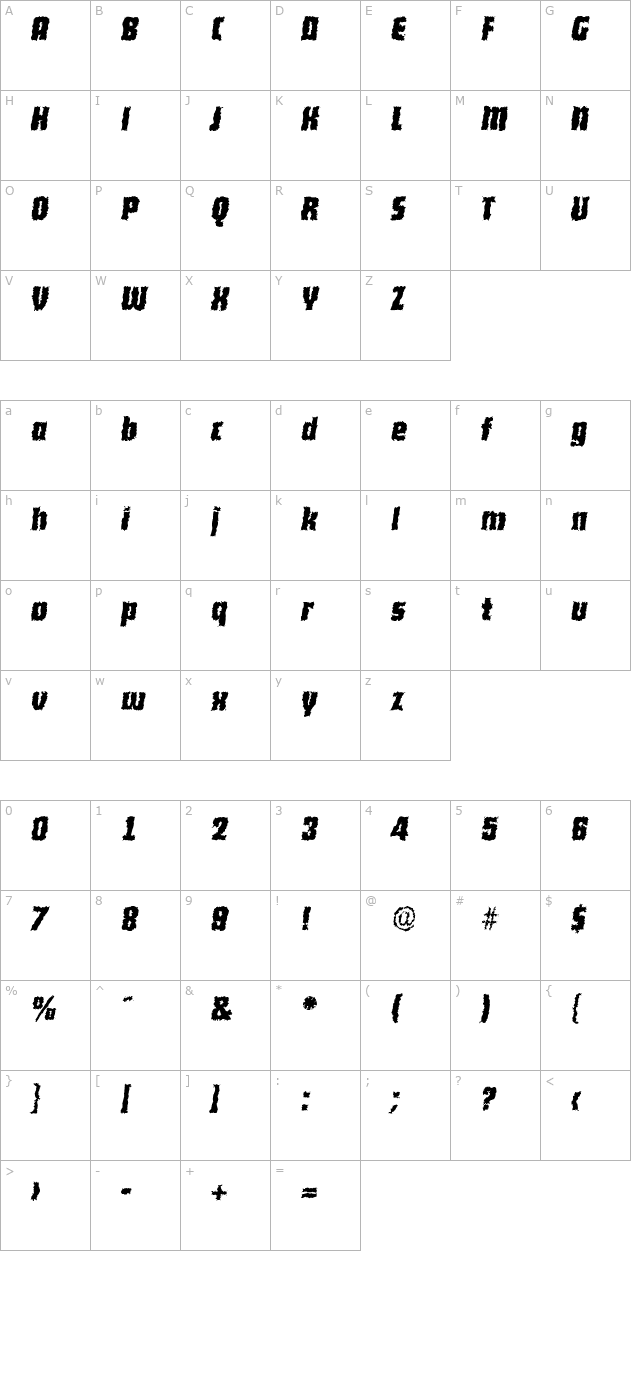 allisonbeckerrandom-bolditalic character map