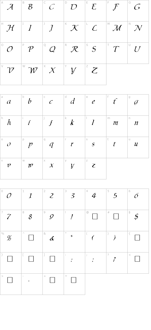 alluressk-regular character map