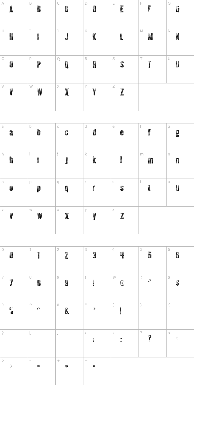 Almonte Woodgrain character map