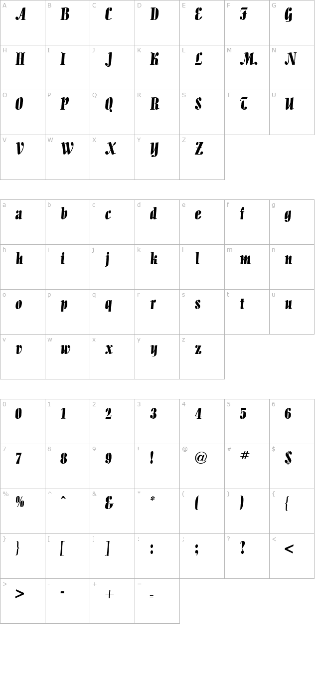 Aloe Normal character map