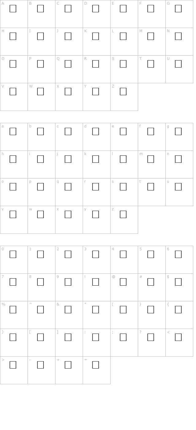 ALOOF Regular character map