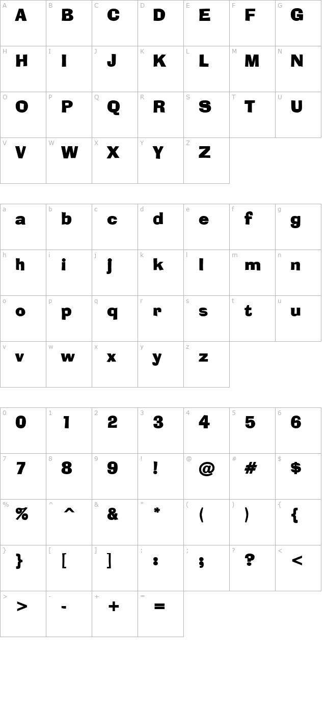 Alor Bold character map