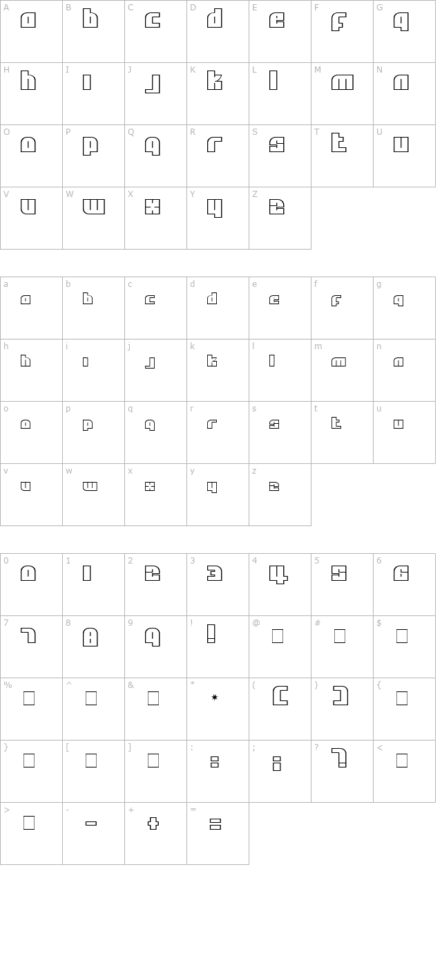 Alpha Flight Small Caps character map