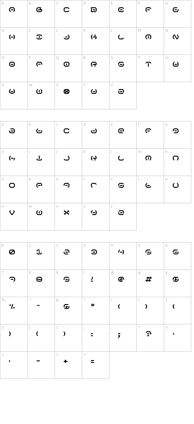 Alpha Sentry character map