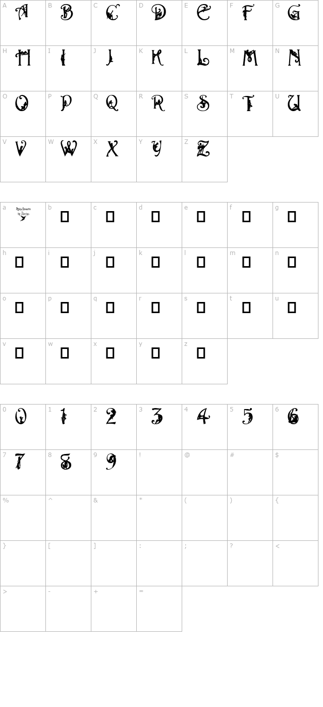 alpha-silouette character map