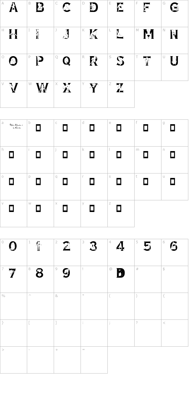 Alpha Silouettes 3 character map