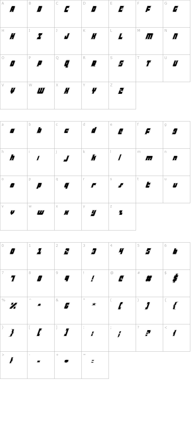 alpha-taurus-pro-italic character map