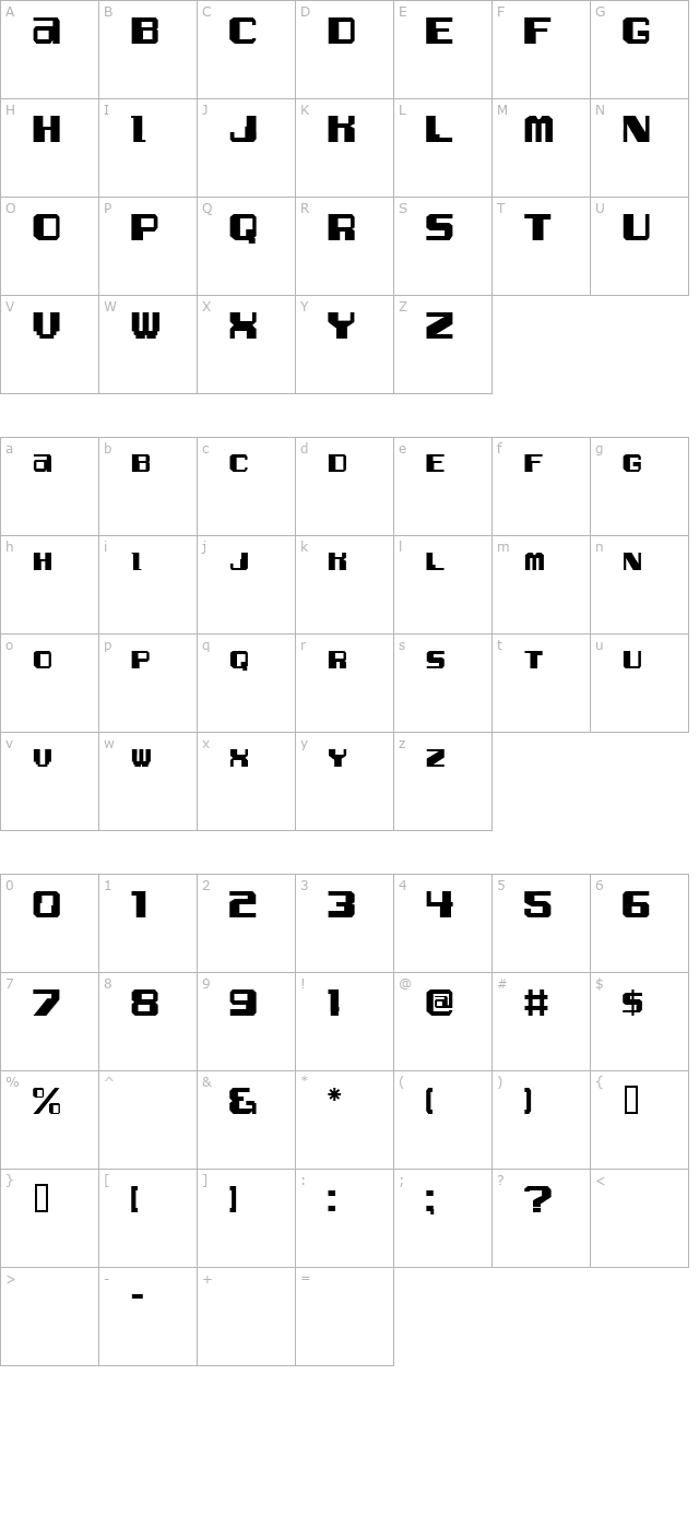 Alpha Test JL character map