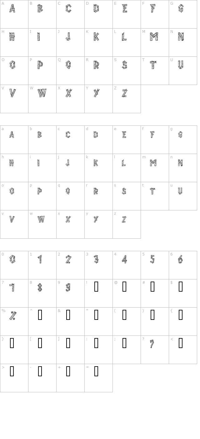 alpha-wood character map