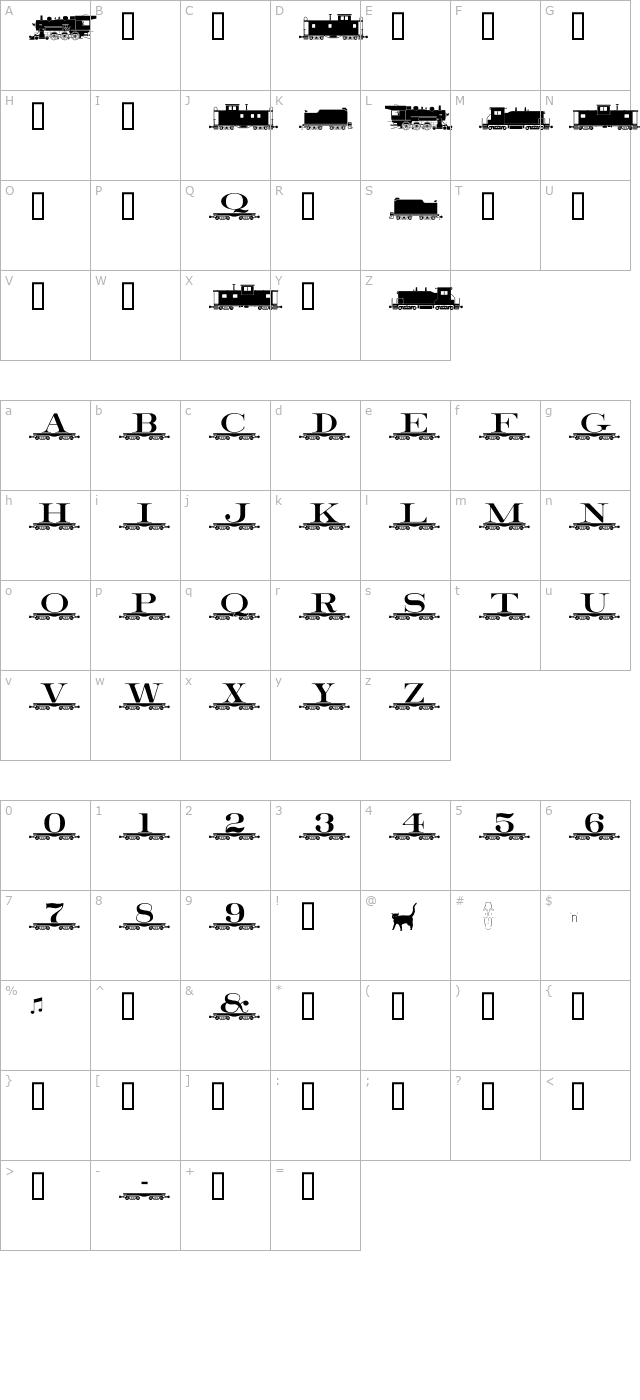 AlphabetTrain character map