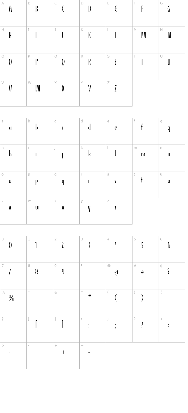 alphacharlie-light-pdf character map