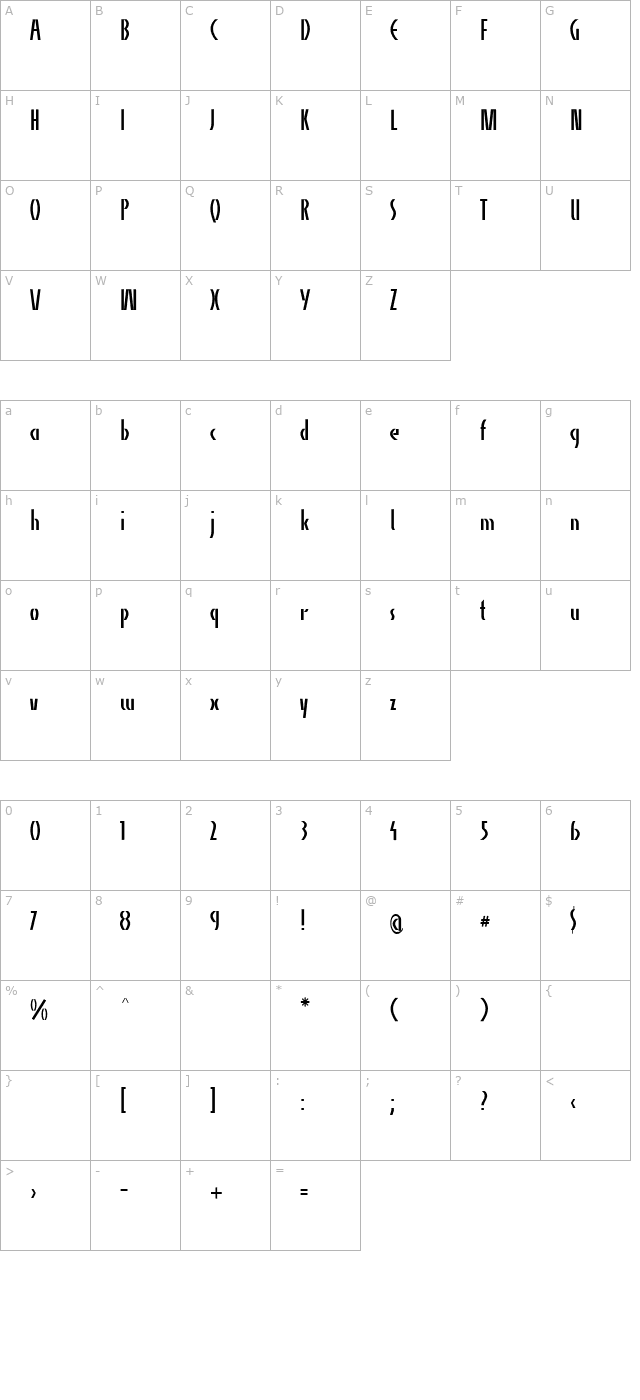 alphacharlie-plain-pdf character map