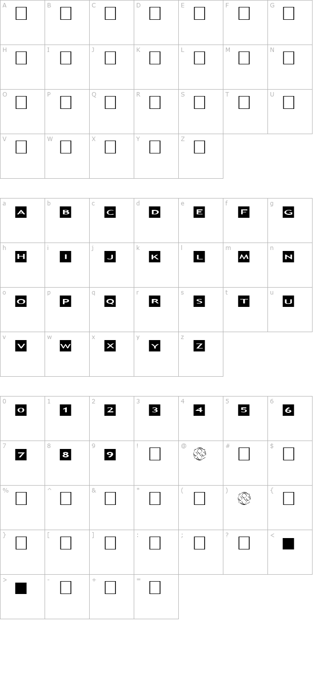 AlphaShapes squares character map