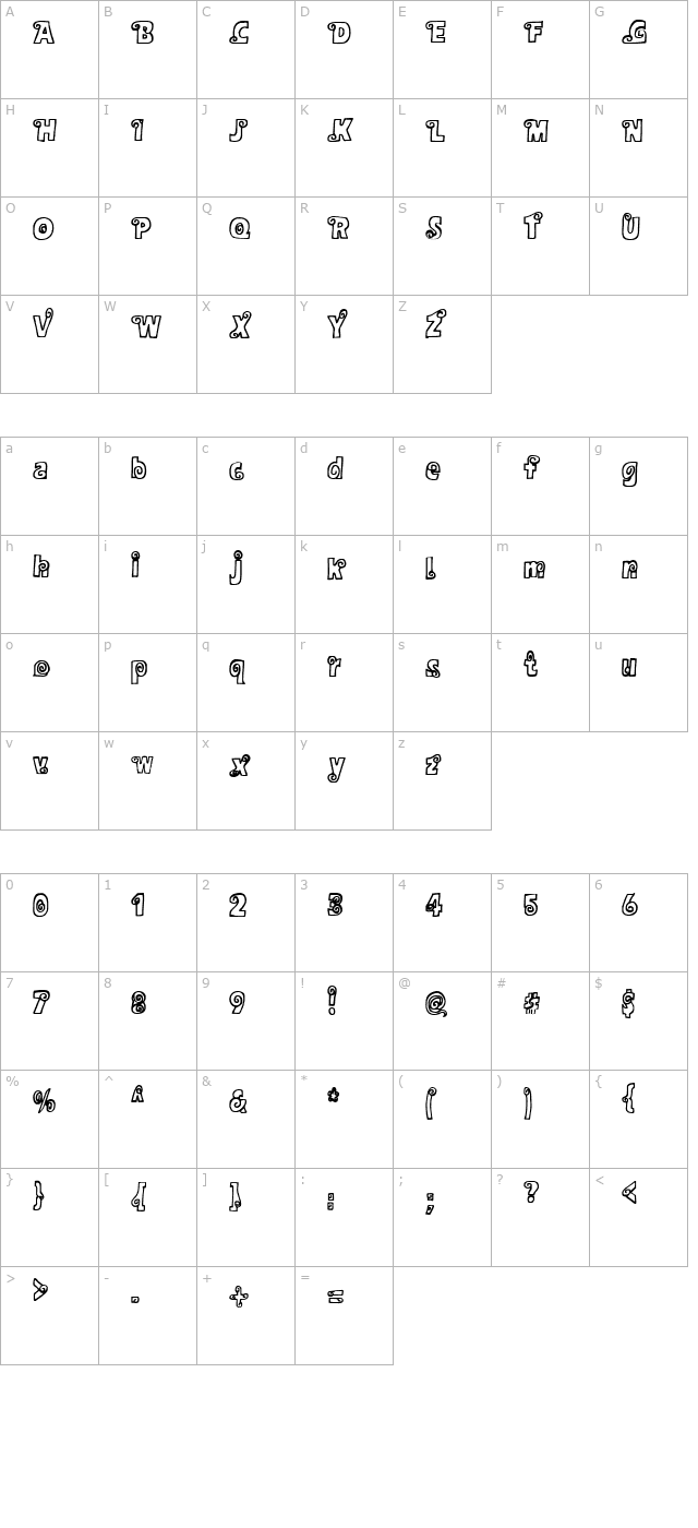 Alphasnail character map