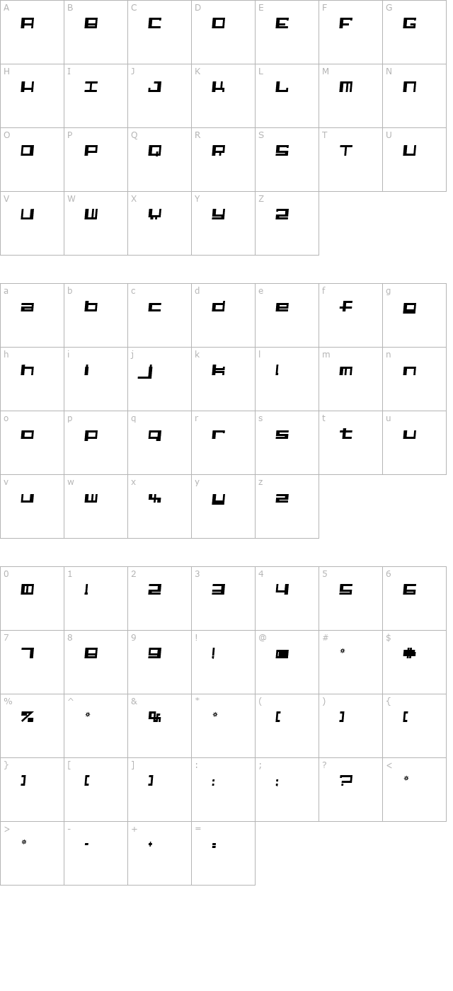 alphastep-i-version character map