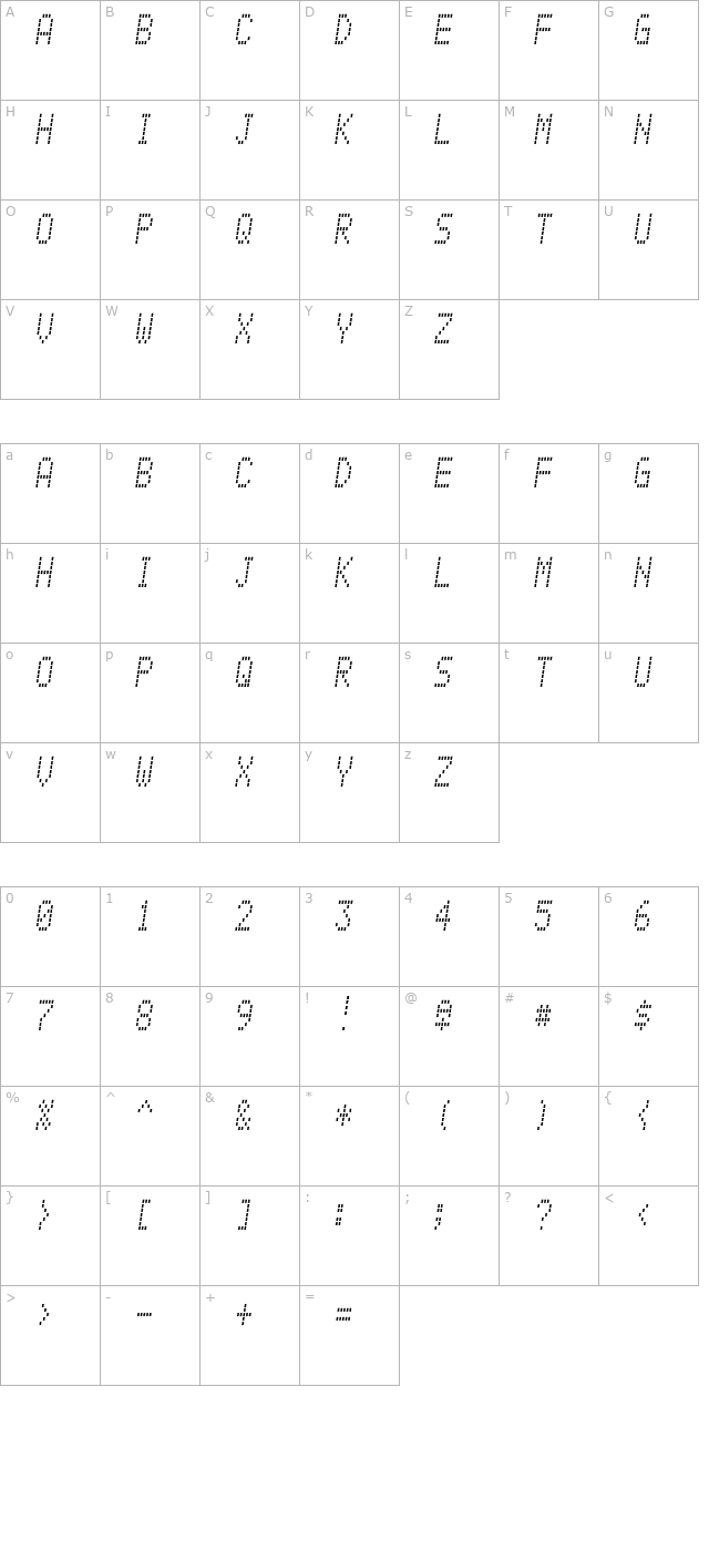 Alpine 7558M character map