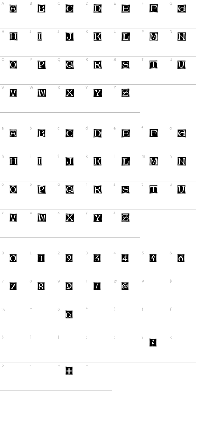 Alte Caps character map