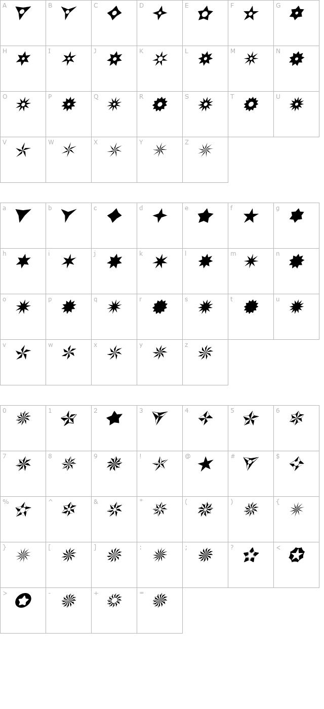 AltemusStarsItalic character map