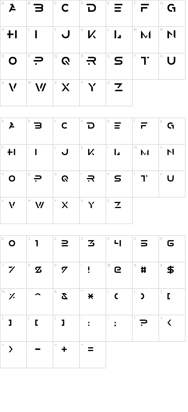 Alternity Normal character map