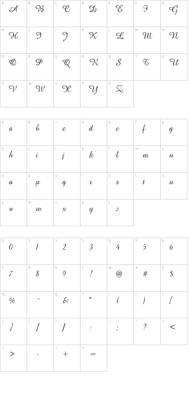 amapola-normal character map