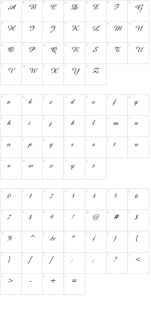 amaze-d-italic character map