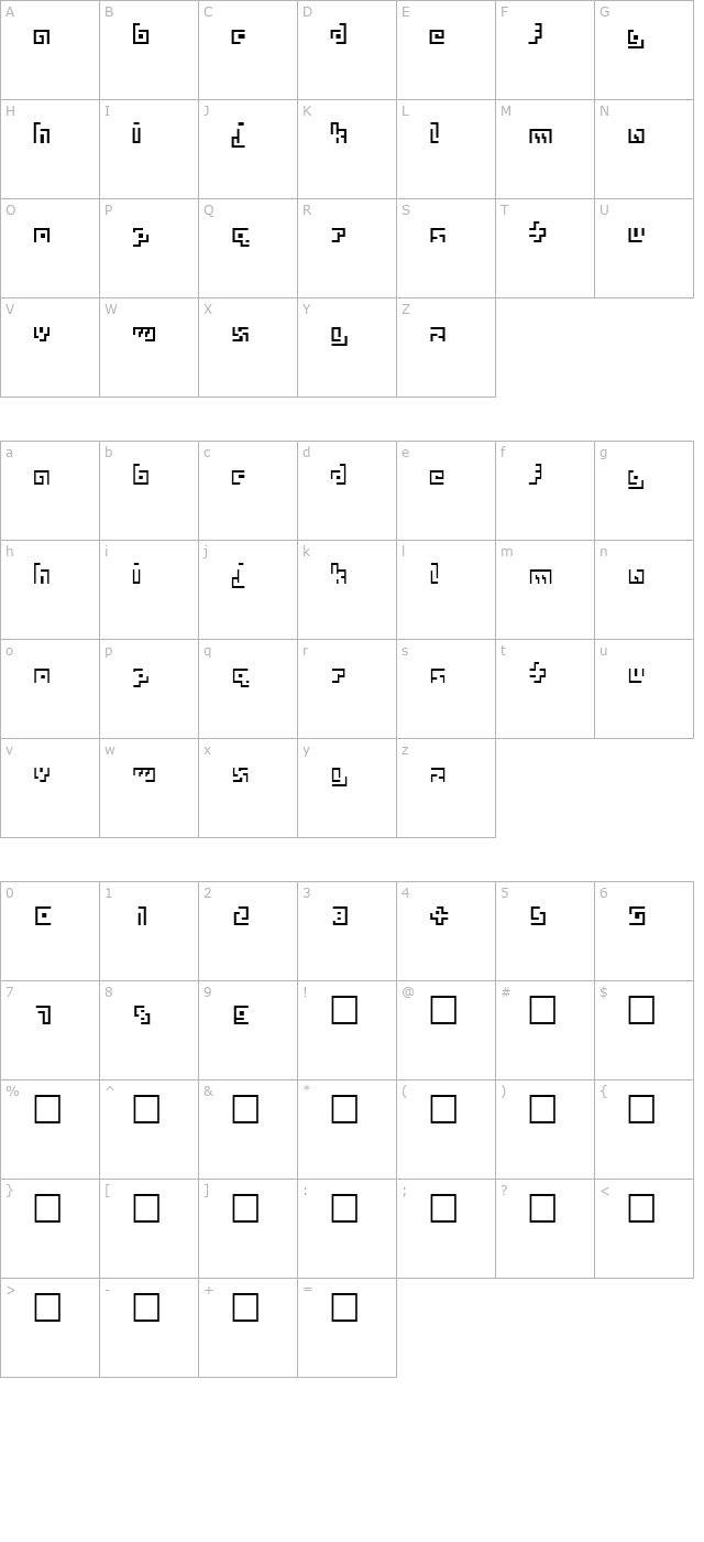 amazessk-regular character map