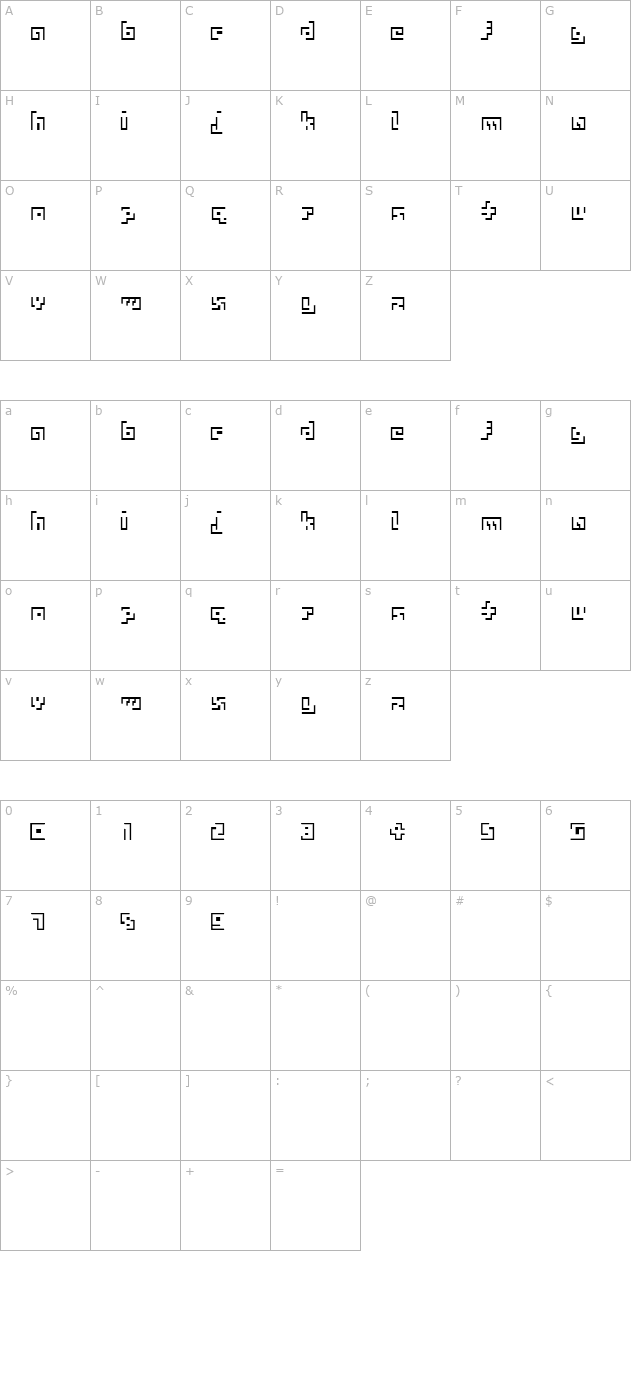 AMazingThin character map