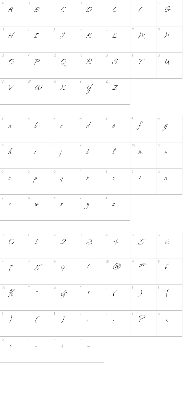 AmbianceBT-Regular character map