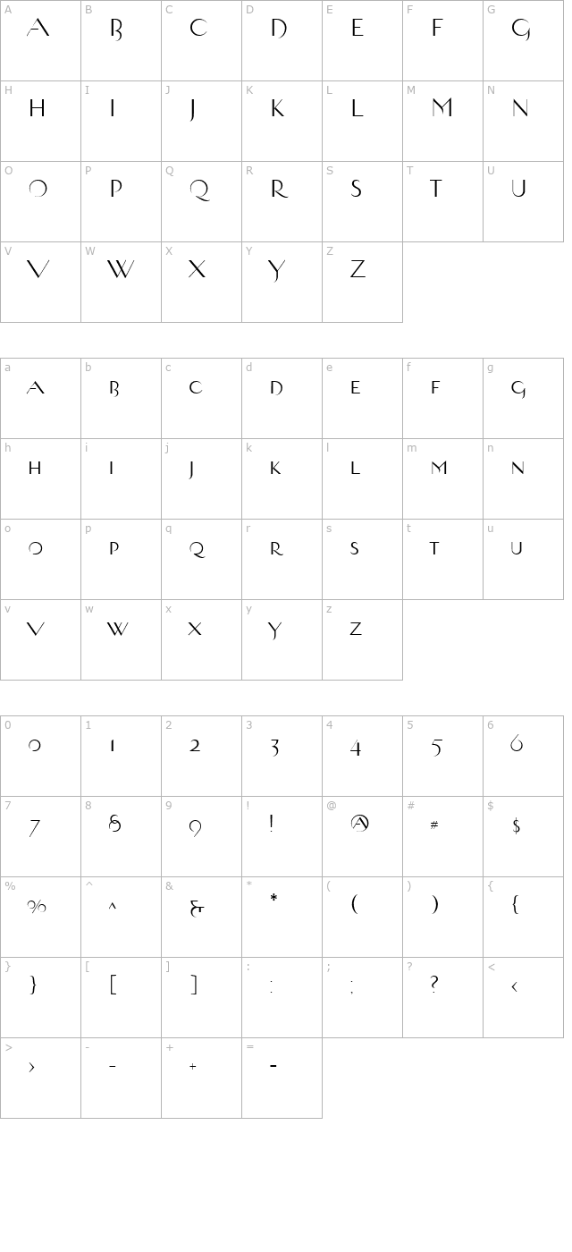 ambient-regular character map