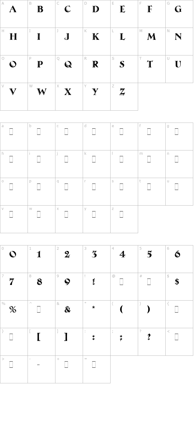 ambrose-plain character map