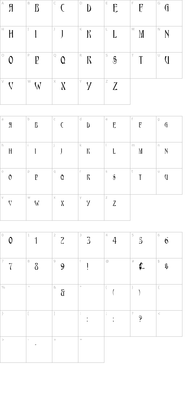 ambrosia-regular character map