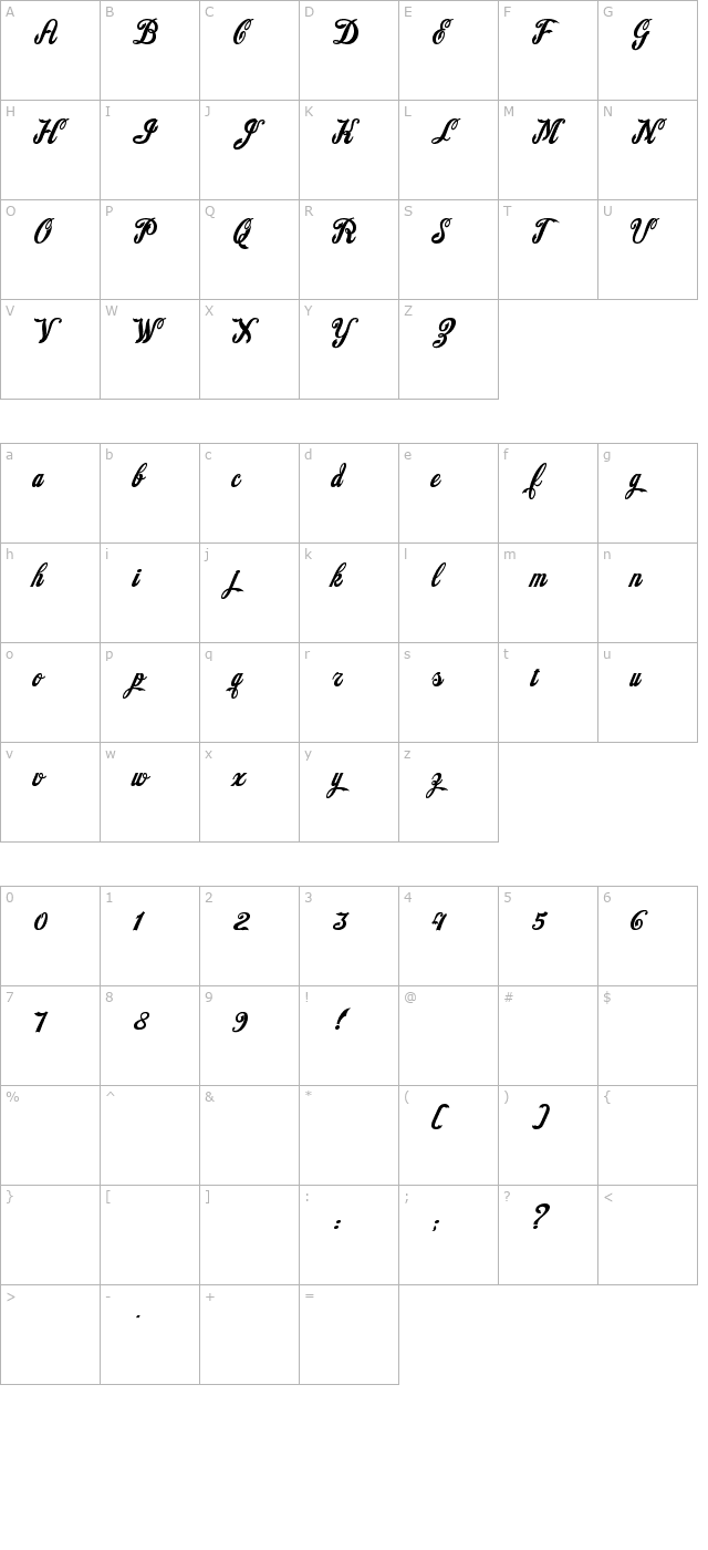 American Pop Plain character map