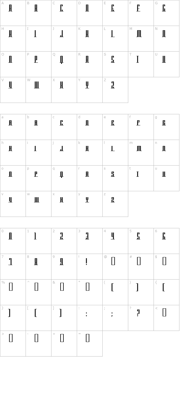 americana-dreams-sc-upright character map