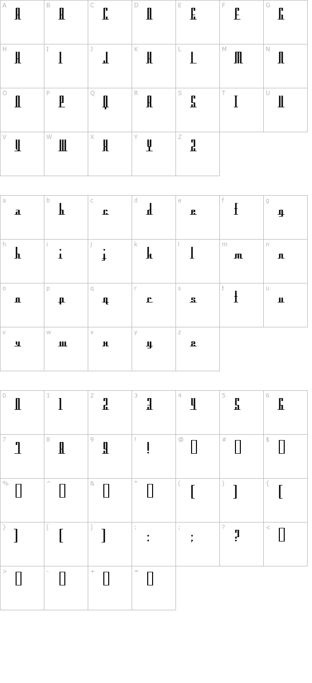 americana-dreams-upright character map