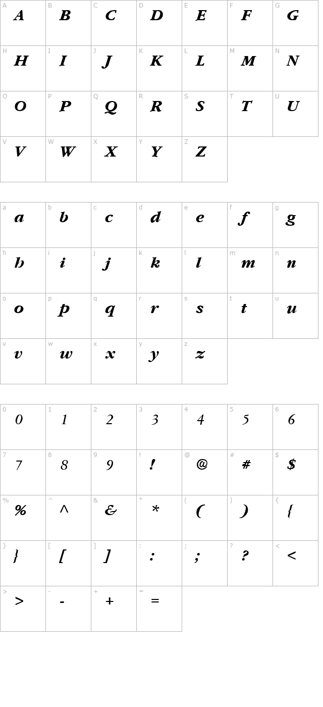 amethyst-bold-italic character map