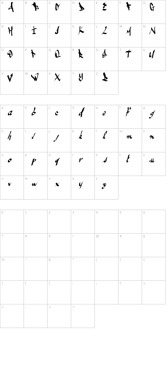 amezes-font character map