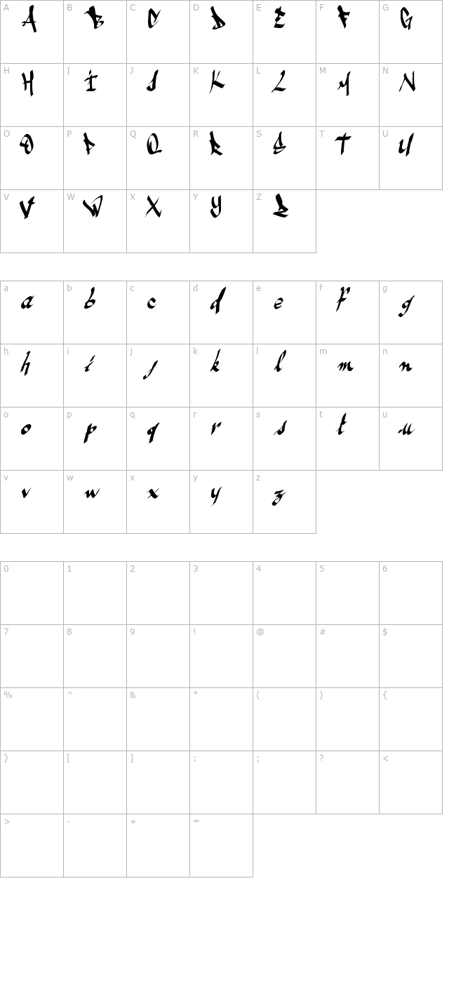 amezesfont character map