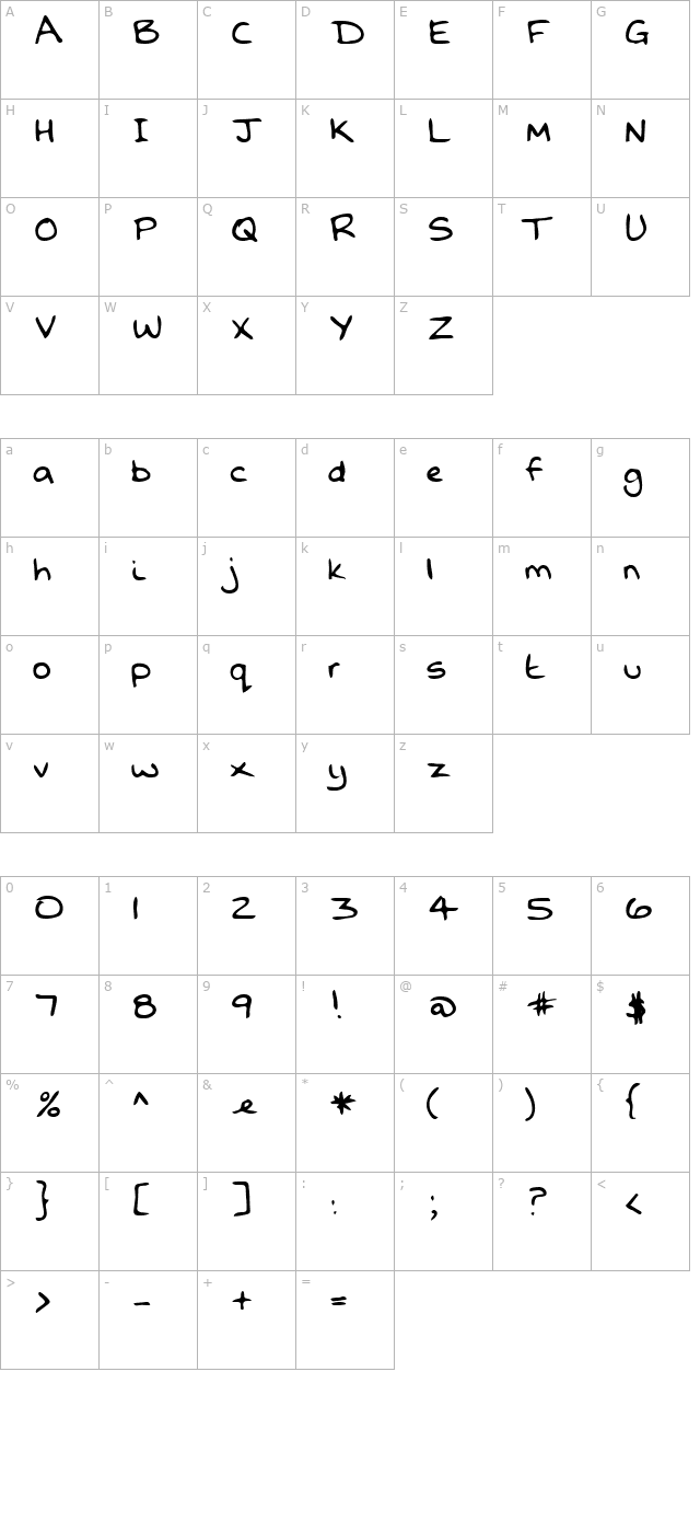 amherst-regular character map