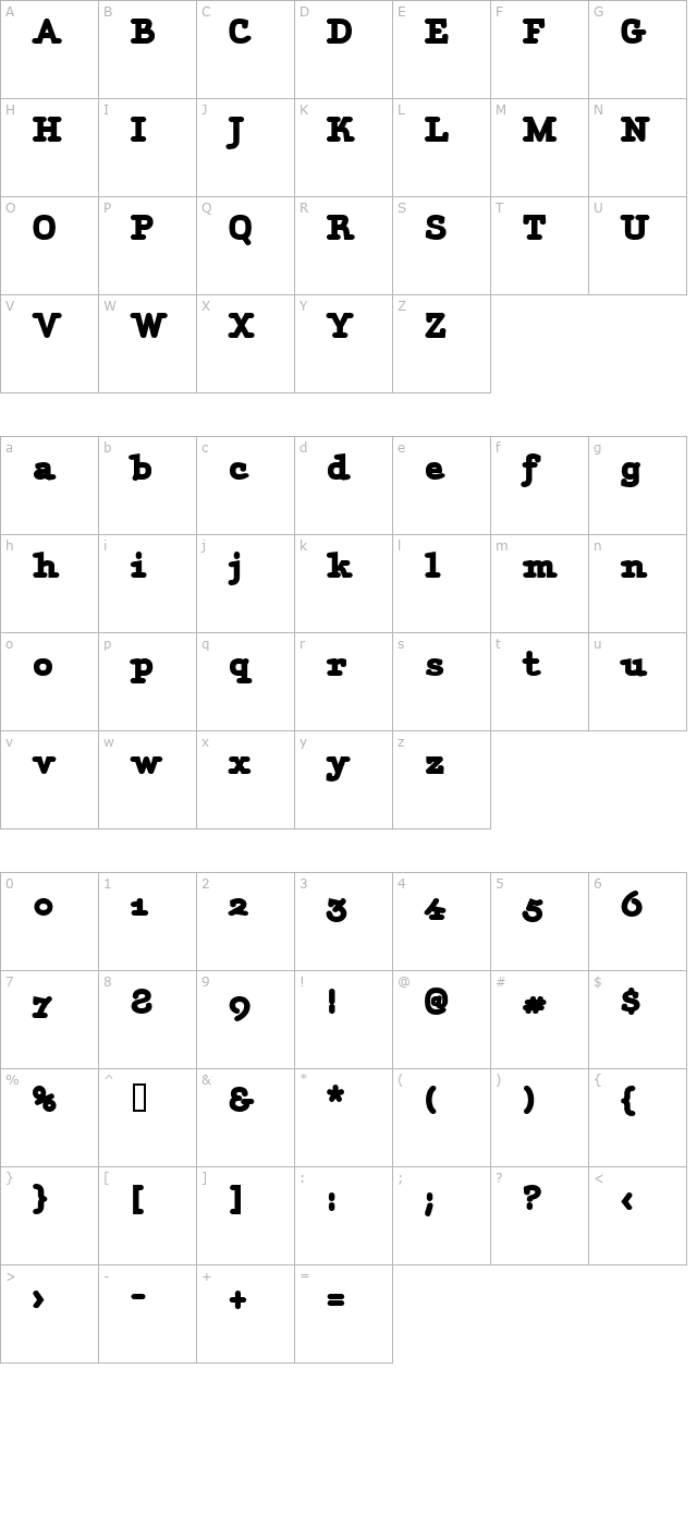 amintablack character map