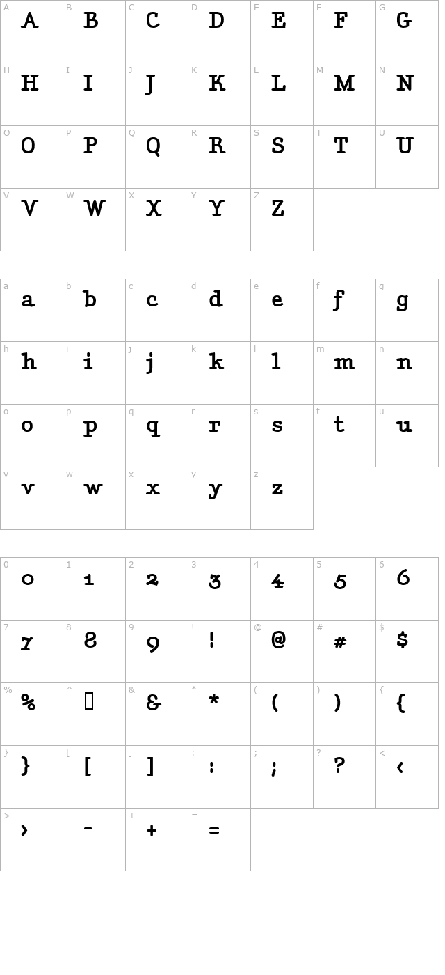 AmintaBold character map