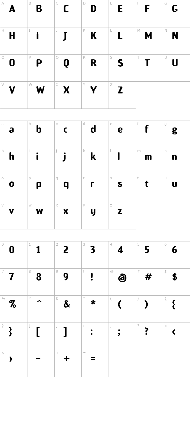 amoebia-bold character map