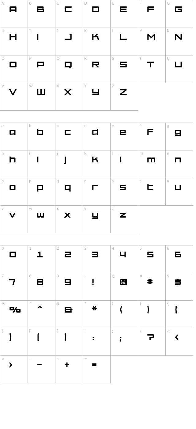 amp-bold character map