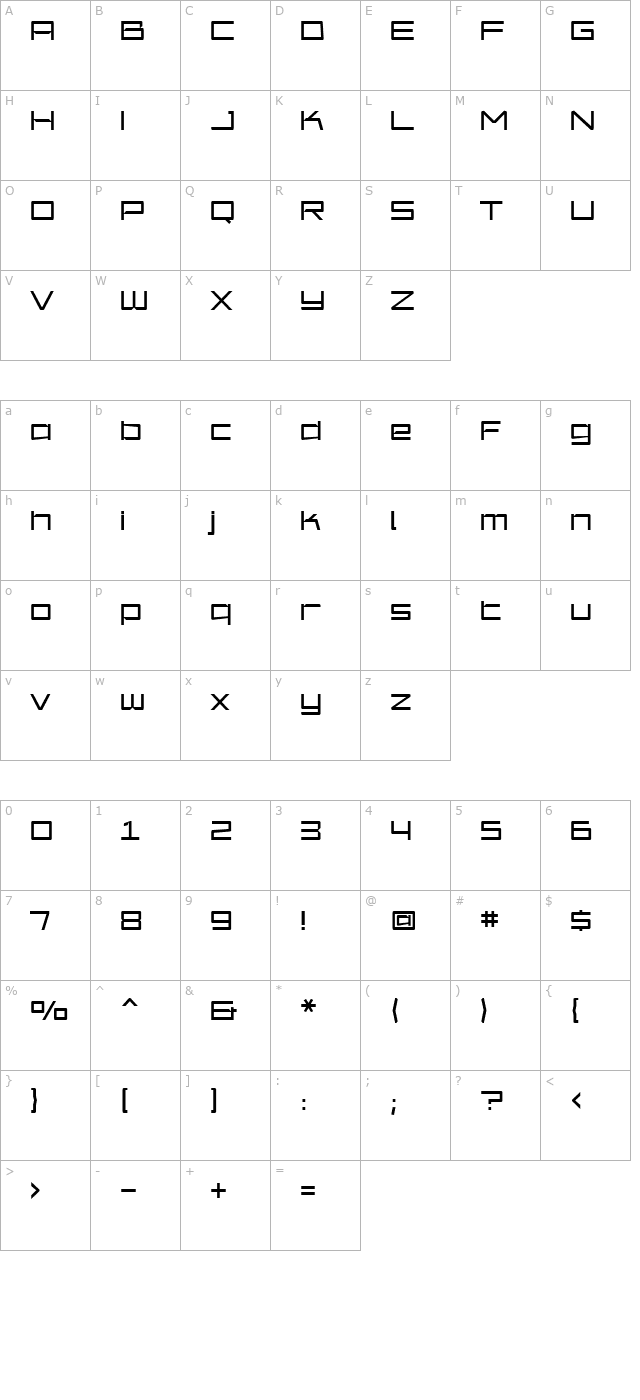 amp-light character map