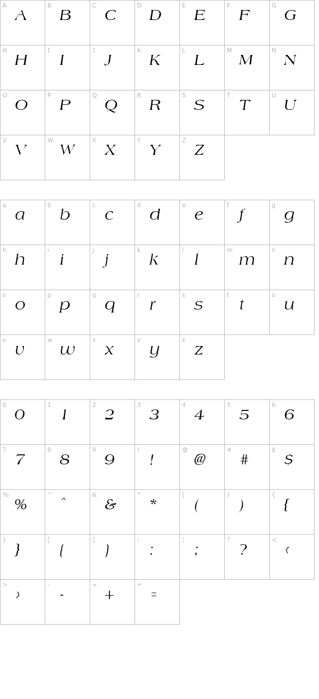 amphion-italic character map