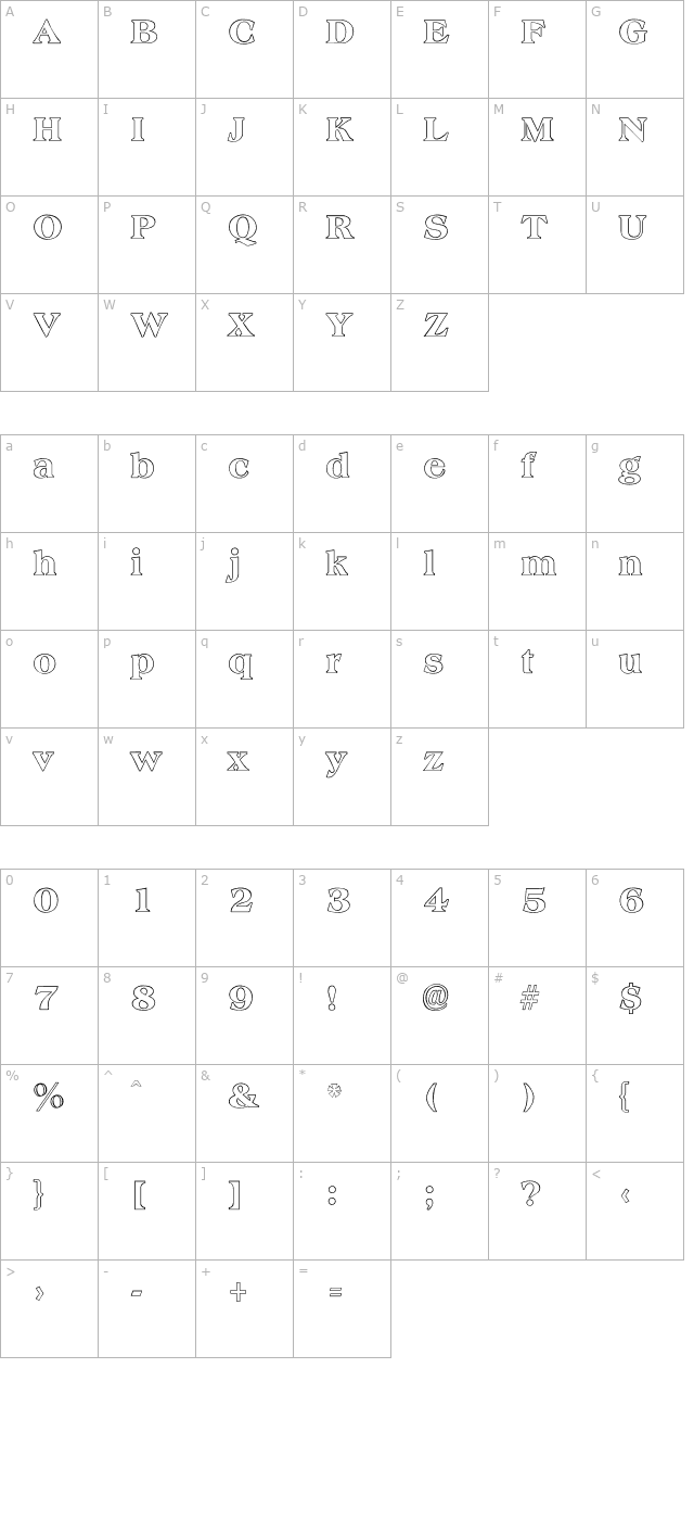 Amphion Outline character map